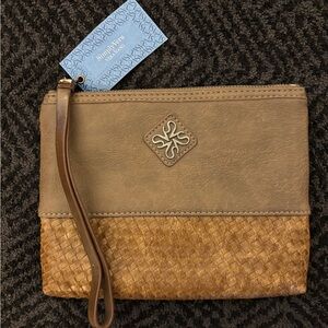 Vera Wang Tan and Brown Woven Clutch